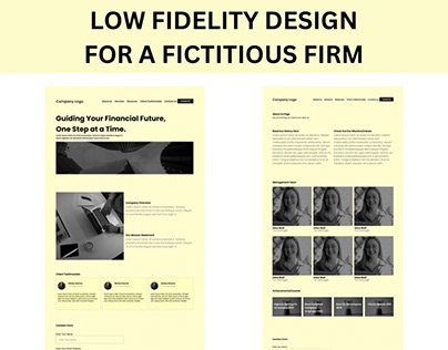 Low Fidelity Design for a Fictional Firm