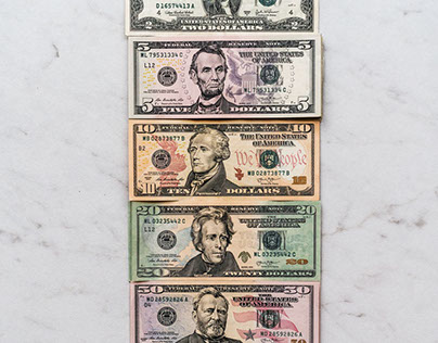 Banknotes lined up