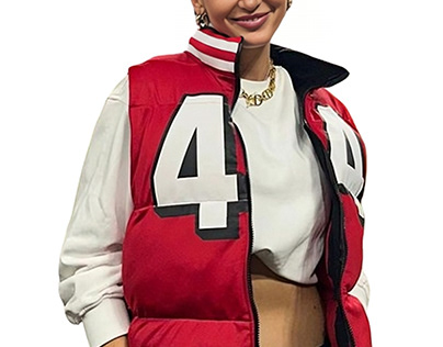 Kristin Juszczyk Red Puffer Jacket