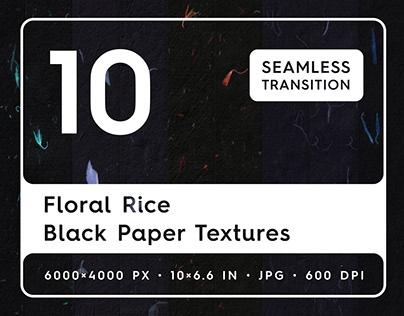 10 Floral Black Rice Paper Textures