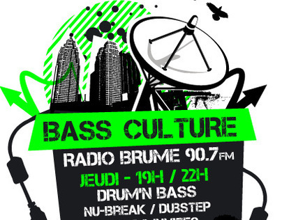 Flyers for "Bass Culture Lyon" radioshow