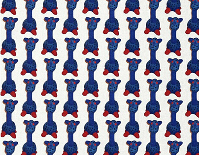 Motif peluche design jouet girafe rouge et bleu