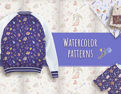4 Watercolor witchcraft patterns