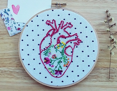 Anatomical Heart with Flowers