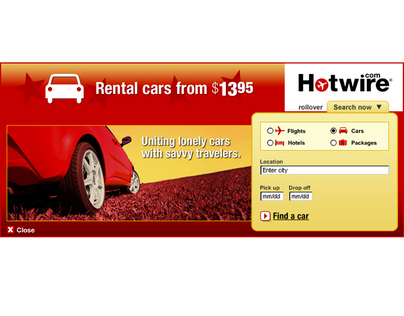 Hotwire expandable banners with search functionality