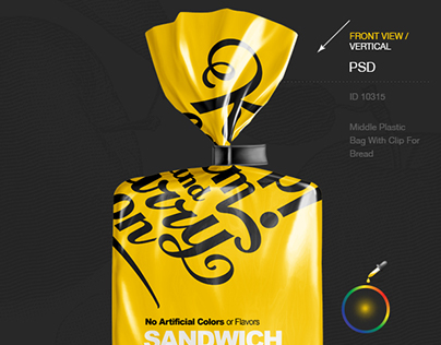 Plastic Bag With Clip For Bread. Mockup.
