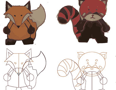 Fox and Panda (Children illustration)