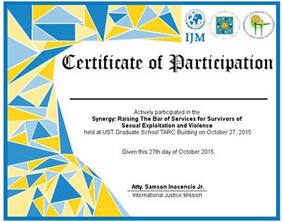Certificate of Participation- Graduate School (UST)