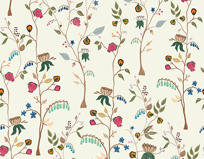 Project thumbnail - The Folk Forest - Textile patterns for Polish Linen
