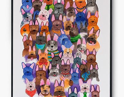 Wallart Print Animals Dog and Cat