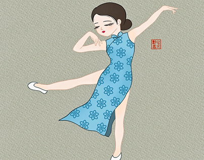 Dancing girls in Qipao