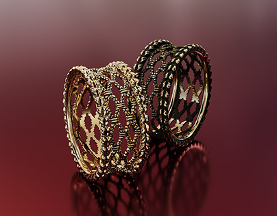 Spikelets Gold Ring. Sculpted Jewelry Design.