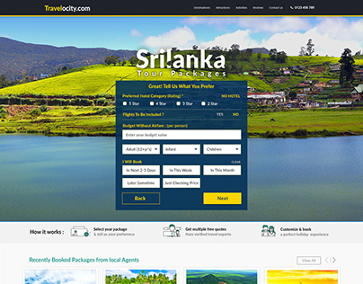 Landing page of Travel company