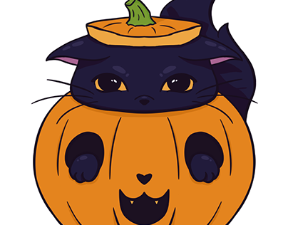Cat in a pumpkin