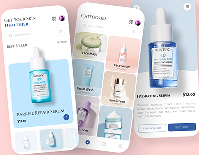 Skincare beauty app design mobile app
