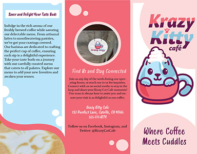 Krazy Kitty Cafe Brochure (w/ research, and thumbnails)
