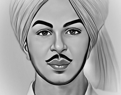 Pencil Sketch of The Hero Bhagat Singh | DesiPainters.com