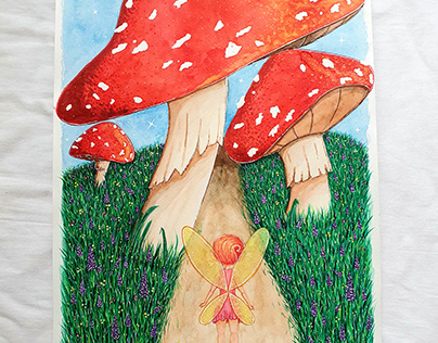 Mundo mágico - Fada e cogumelos