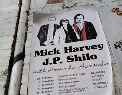 Gig poster for Mick Harvey and J.P. Shilo