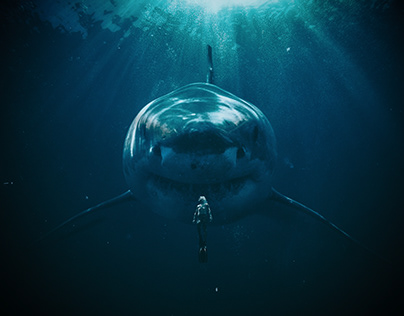 Calm In under pressure Shark With Man Wall Art