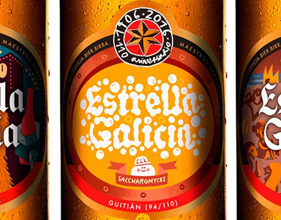Estrella Galicia beer labels