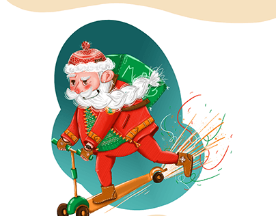 New Year's illustration with Santa Claus.