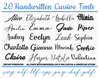Handwritten Fonts Svg, Cursive Font Svg, Cursive Font