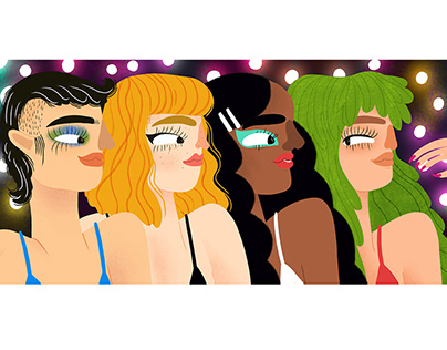 Girls night out london editorial illustration