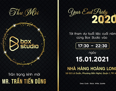 THƯ MỜI THAM DỰ YEAR END PARTY 2020 - BOX STUDIO