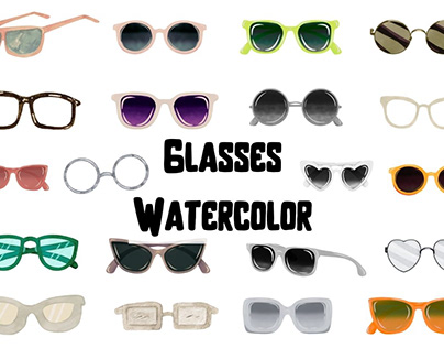 Watercolor Glasses Clipart