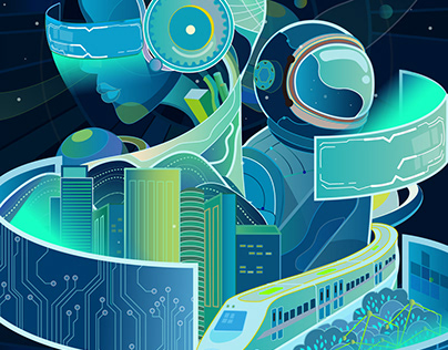 Technology theme vector illustration