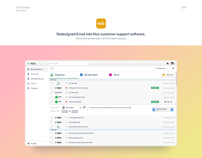 Redesigned Email into Hoo customer support software
