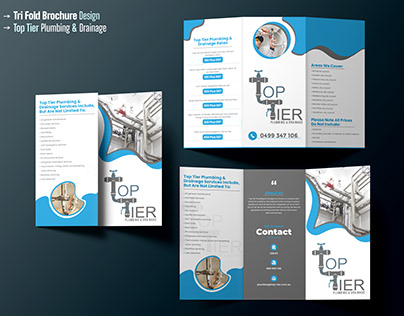 Top Tier Plumbing & Drainage Tri Fold Brochure Design