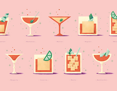 Classic cocktails illustration
