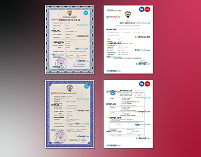 Kuwait,Kyrgyzstan certificate templates
