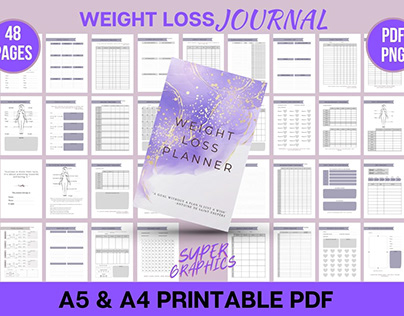 Weight Loss Journal, Fitness Planner Printable