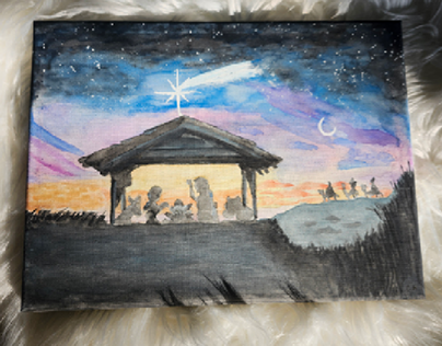 Nativity Watercolor Canvas Art