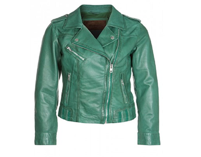 Green Biker Leather Jacket