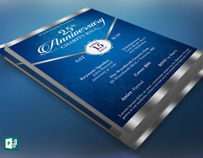 Blue Silver Anniversary Gala Flyer Publisher Template