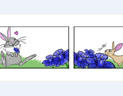 The Bunny and the Blue Flowers
