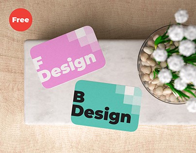 Free Rounded corner Business card mockup
