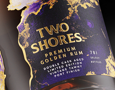 Two Shores. Premium Golden Rum. CGI