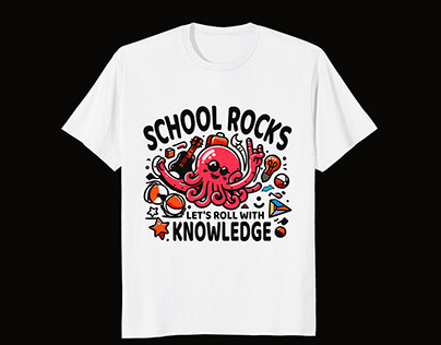 school rocks lets roll with knowledge t-shirt design