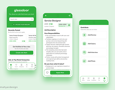 Glassdoor mobile app interface redesign