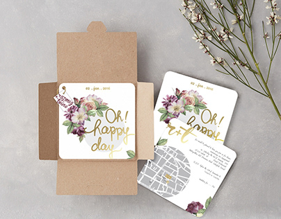 Oh Happy Day • Engagement Card Design • Souvenir Design