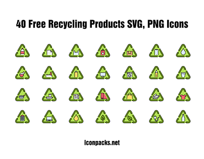 40 Free Recycling Products SVG, PNG Icons