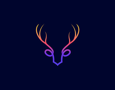 deer logo design with purple and yellow gradient