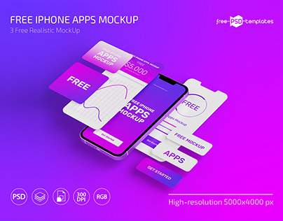 Free iPhone Apps Multiscreen Mockup Set