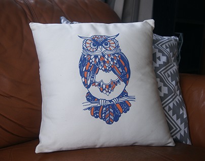Screenprinted Owl Cushions