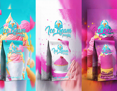 Ice-cream powder pouch packaging and label design